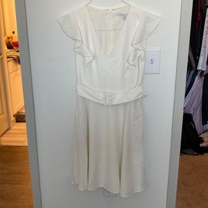 Size 6 Black Halo white dress with belt.